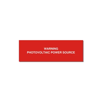 WARNING / PHOTOVOLTAIC POWER SOURCE Warning Label – 3" × 1" White on Red